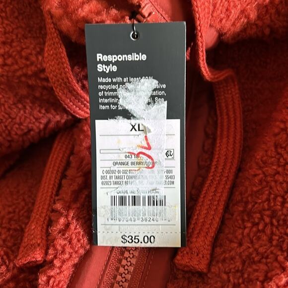 Target Men's Regular Fit Hooded Zip-Up Sweatshirt - Original Use Size XL Orange - Picture 8 of 10